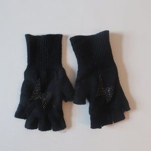 Womens Haute Shore Black Rhinestone Design Fingerless Gloves *